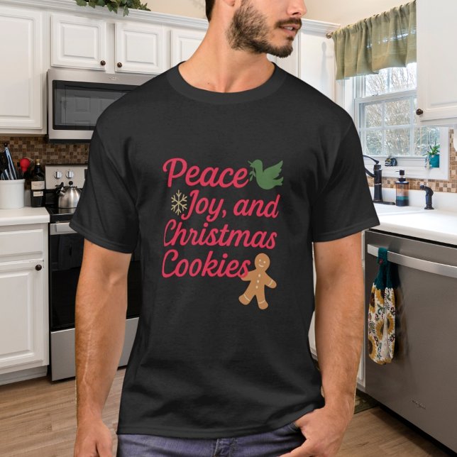 Christmas peace joy cookies quote red T-Shirt (Creator Uploaded)