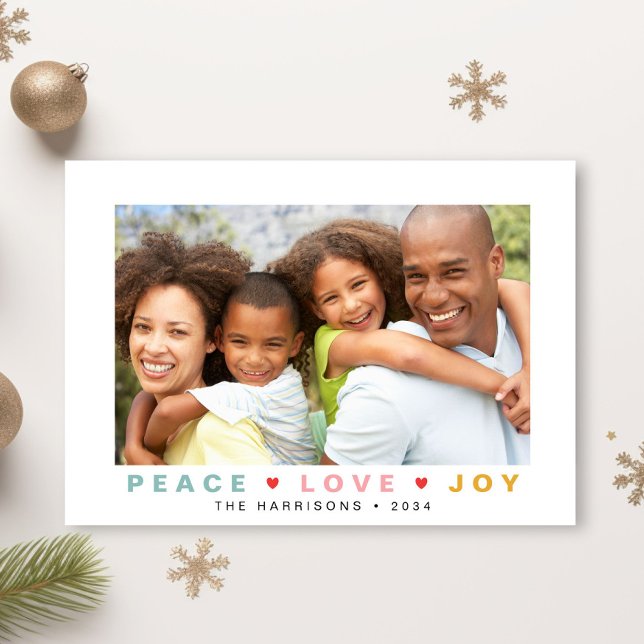 Christmas Peace Love Joy Photo Holiday Card (Creator Uploaded)