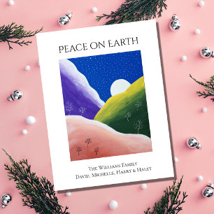 Christmas Peace on Earth Colourful Winter Holiday Postcard