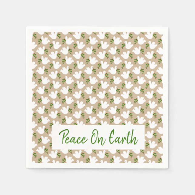 Christmas Peace on Earth Dove Olive Branch Faith Napkin (Front)