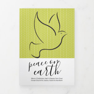 Christmas Peace on Earth Dove Personalised Tri-Fold Holiday Card