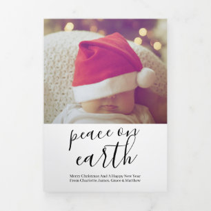 Christmas Peace on Earth Personalised Tri-Fold Holiday Card