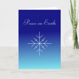 Christmas Peace on Earth Snowflakes Blue Holiday Card