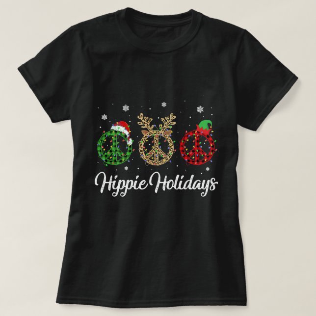 Christmas Peace Shirt 70s Hippie Costumes For Wome (Design Front)