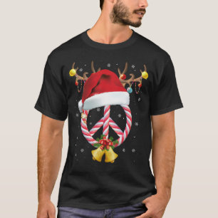 Christmas Peace Sign Candy Cane Santa Peace Symbol T-Shirt