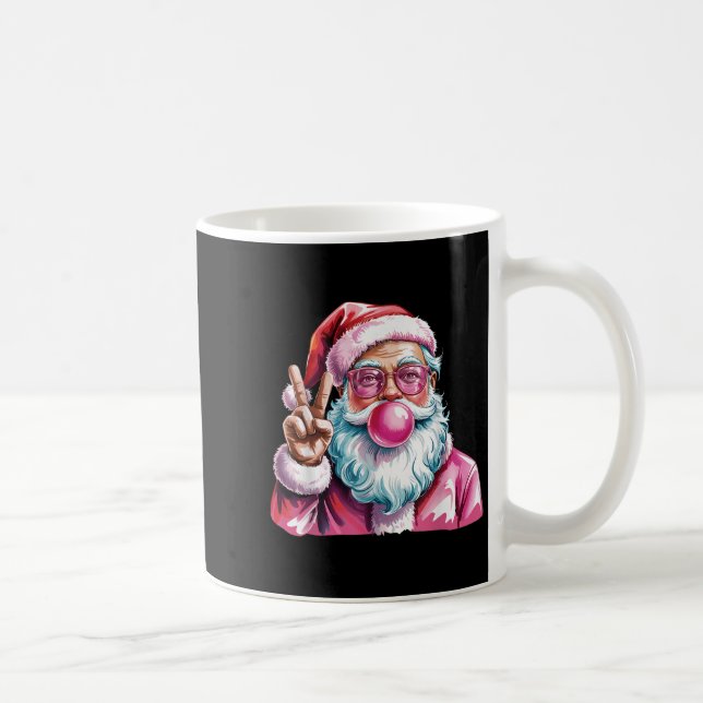 Christmas Peace Sign Hand Santa Claus Nk Bubble Gu Coffee Mug (Right)