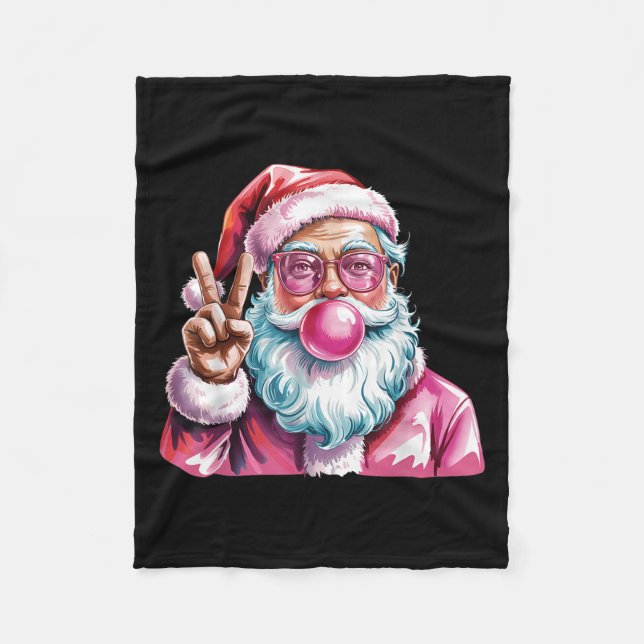 Christmas Peace Sign Hand Santa Claus Nk Bubble Gu Fleece Blanket (Front)