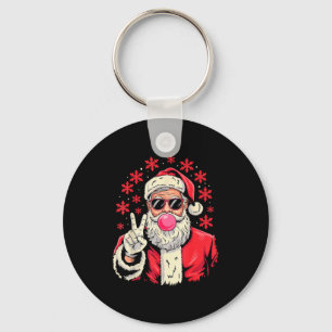 Christmas Peace Sign Hand Santa Claus Nk Bubble Gu Key Ring