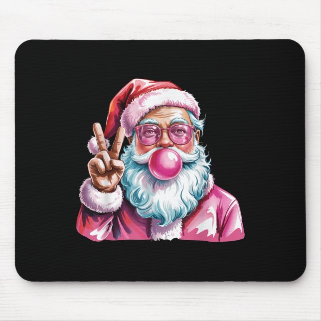 Christmas Peace Sign Hand Santa Claus Nk Bubble Gu Mouse Mat (Front)