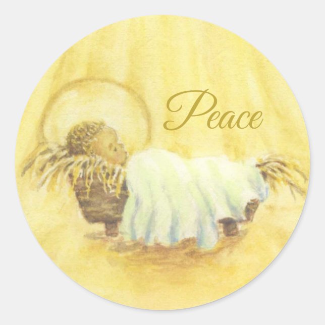 Christmas Peace Stickers Jesus in Manger (Front)