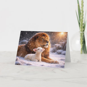 Christmas Peace with Lion and Lamb Snow Holy Light Holiday Card