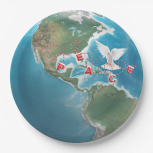 Christmas Peace with White Dove Paper Plate