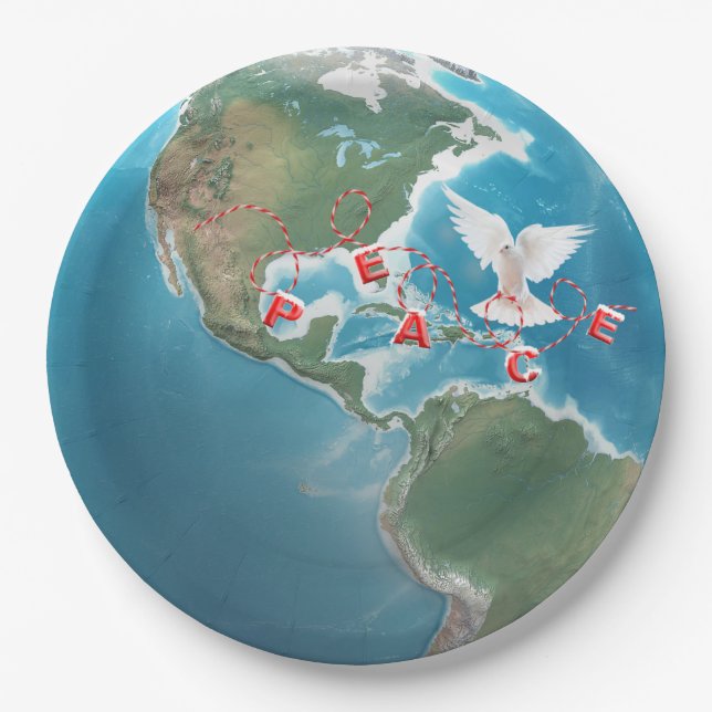 Christmas Peace with White Dove Paper Plate (Front)