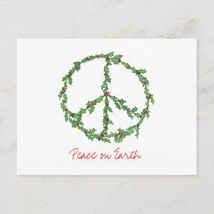 Christmas Peace Wreath, Peace on Earth Postcard