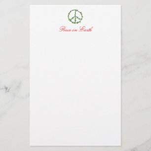 Christmas Peace Wreath, Peace on Earth Stationery