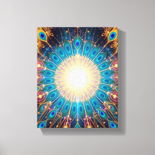 Christmas Peacock Frequency Premium Wrapped Canvas