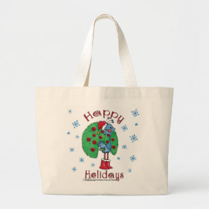 Christmas Peacock Large Tote Bag