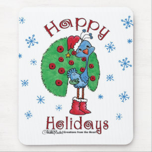 Christmas Peacock Mouse Mat