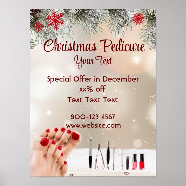 Christmas Pedicure Special Offer Poster (Front)