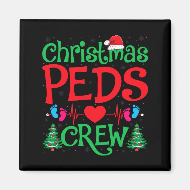 Christmas Peds Crew Santa Hat Xmas Tree Pediatric  Magnet (Front)