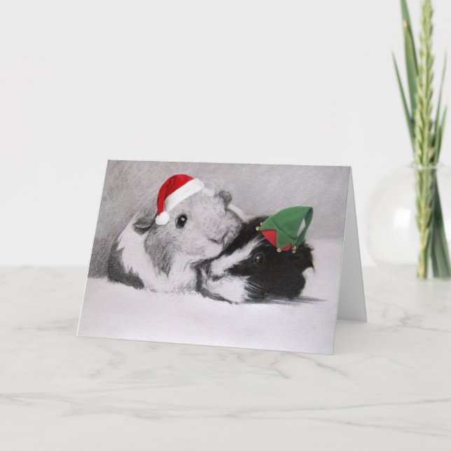 Christmas Peegs Guinea Pig Customisable Holiday Card (Front)