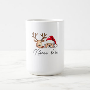 Christmas Peeking Personalised Name Coffee Mug