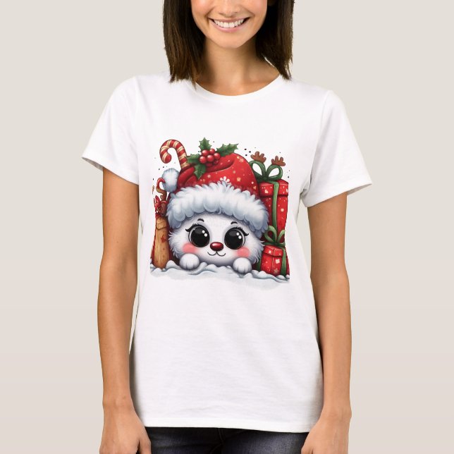  Christmas Peeking  T-Shirt (Front)