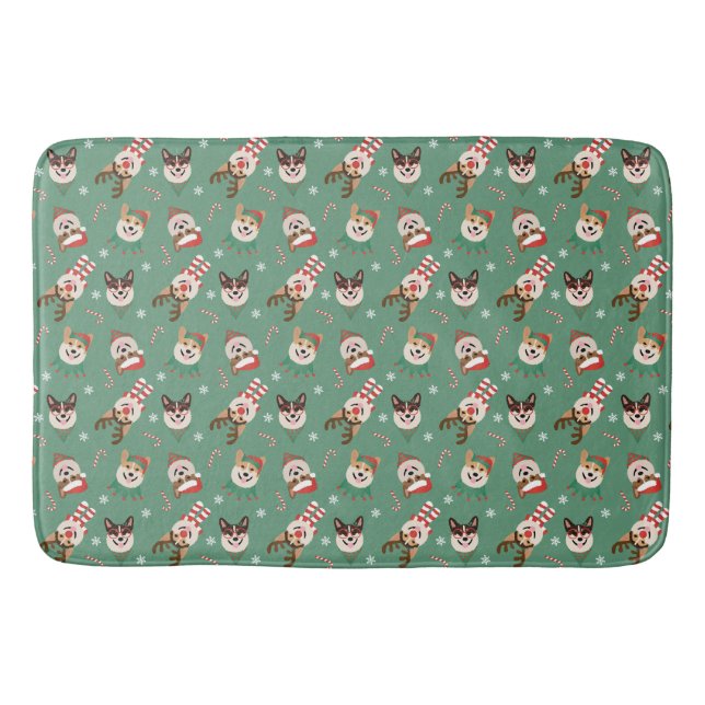 Christmas Pembroke Welsh Corgi Dogs Bath Mat (Front)