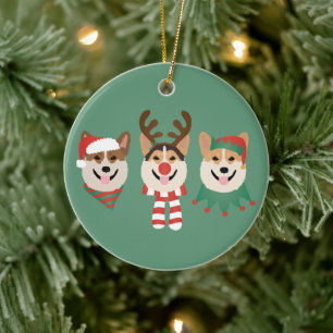 Christmas Pembroke Welsh Corgi Dogs Ceramic Tree Decoration