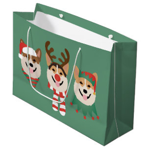 Christmas Pembroke Welsh Corgi Dogs Large Gift Bag