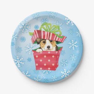 Christmas Pembroke Welsh Corgi Paper Plate