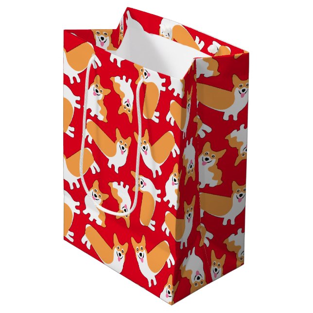 Christmas Pembroke Welsh Corgi Pattern Medium Gift Bag (Front Angled)