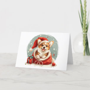 Christmas Pembroke Welsh Corgi Puppy Holiday Card