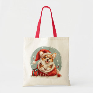 Christmas Pembroke Welsh Corgi Puppy Tote Bag