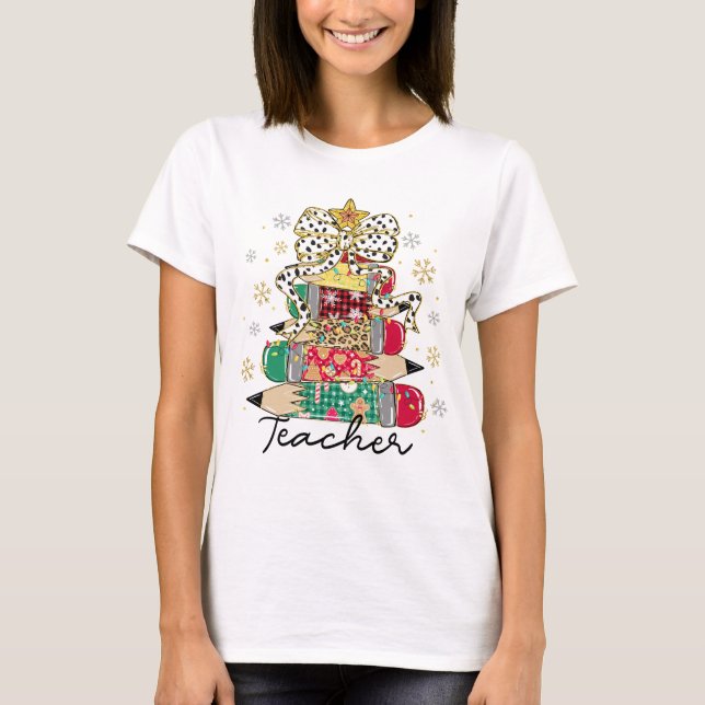 Christmas Pencil Tree Teacher Shirt (Front)