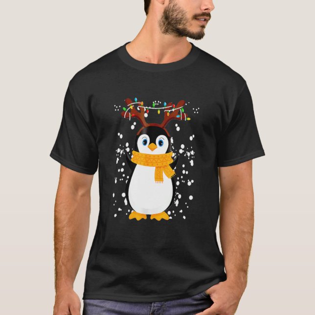 Christmas Peng Uin Rein Deer San Ta Holiday Paja M T-Shirt (Front)