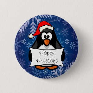 Christmas Penguin 6 Cm Round Badge