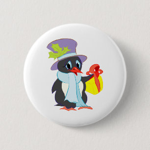 Christmas Penguin 6 Cm Round Badge