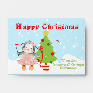 Christmas Penguin Ballerina Money Cash Gift Envelope