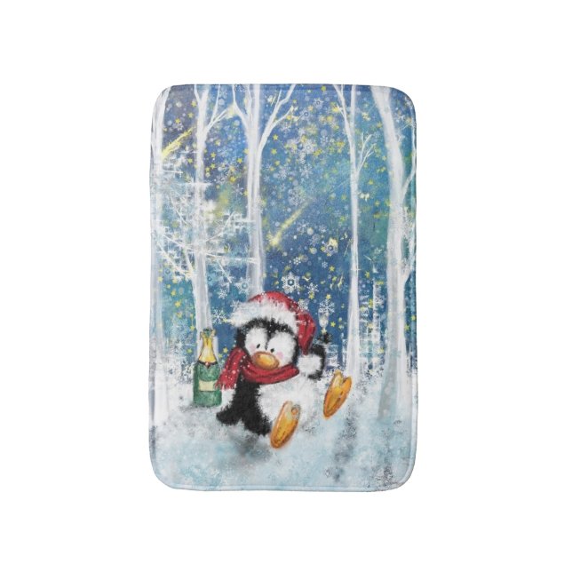 Christmas Penguin Bath Mat (Front Vertical)
