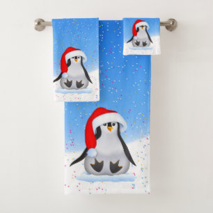 Christmas Penguin Bath Towel Set