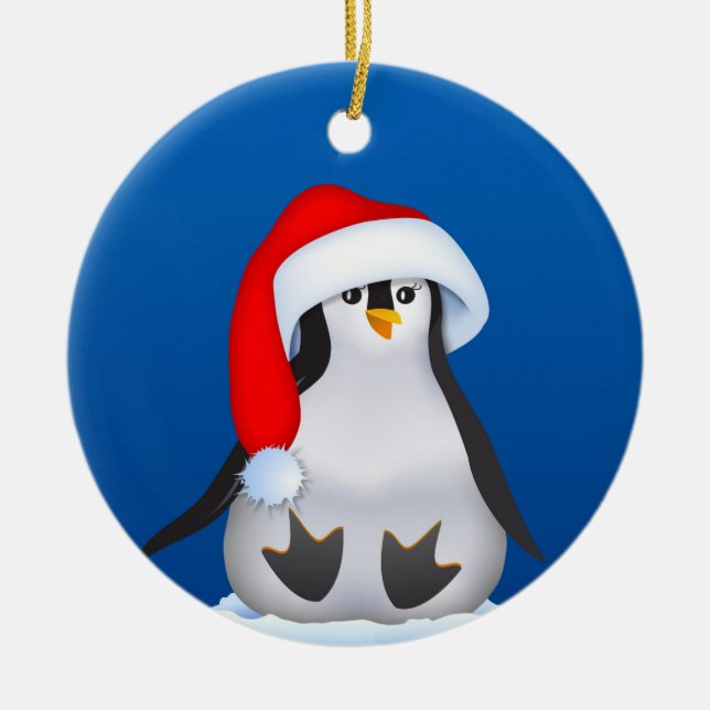 Christmas Penguin Ceramic Tree Decoration (Front)