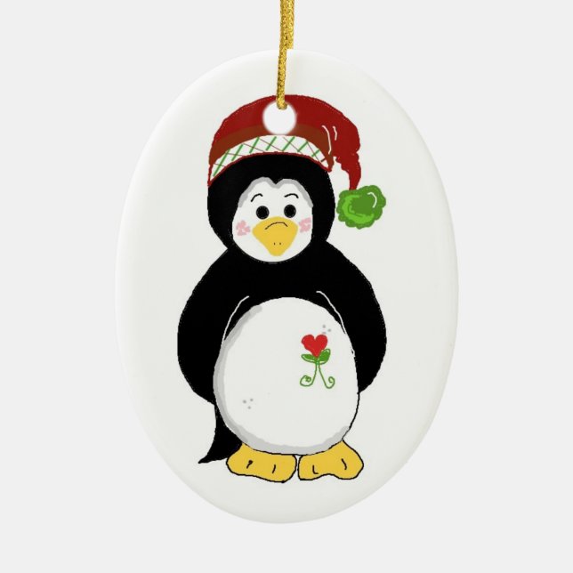 Christmas Penguin Ceramic Tree Decoration (Front)