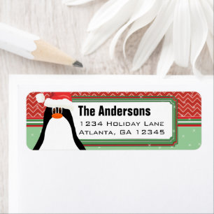 Christmas Penguin Chevron Pattern Return Address