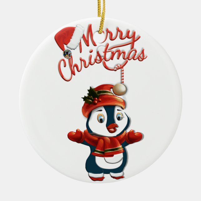Christmas Penguin Circle Ornament (Front)
