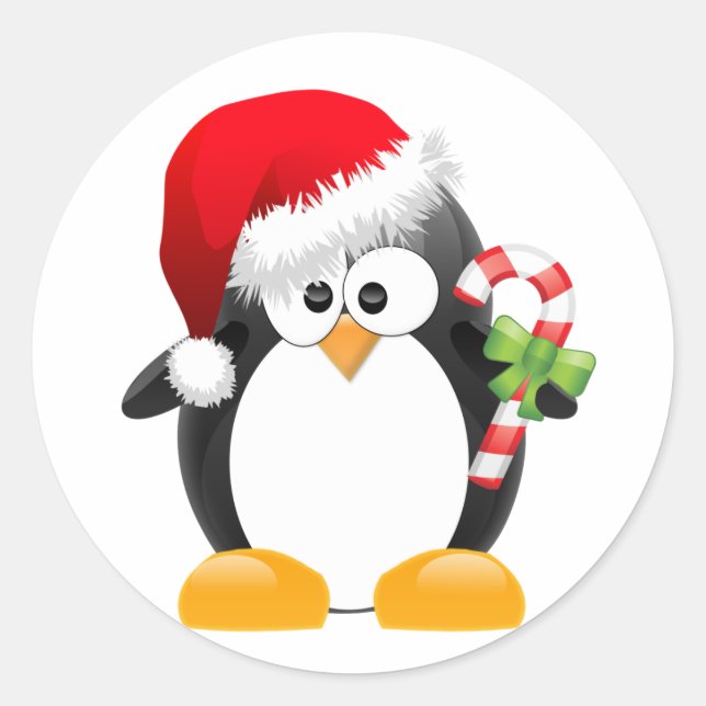 Christmas Penguin Classic Round Sticker (Front)
