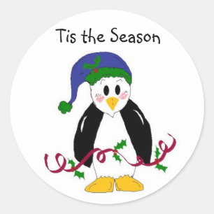 Christmas Penguin Classic Round Sticker