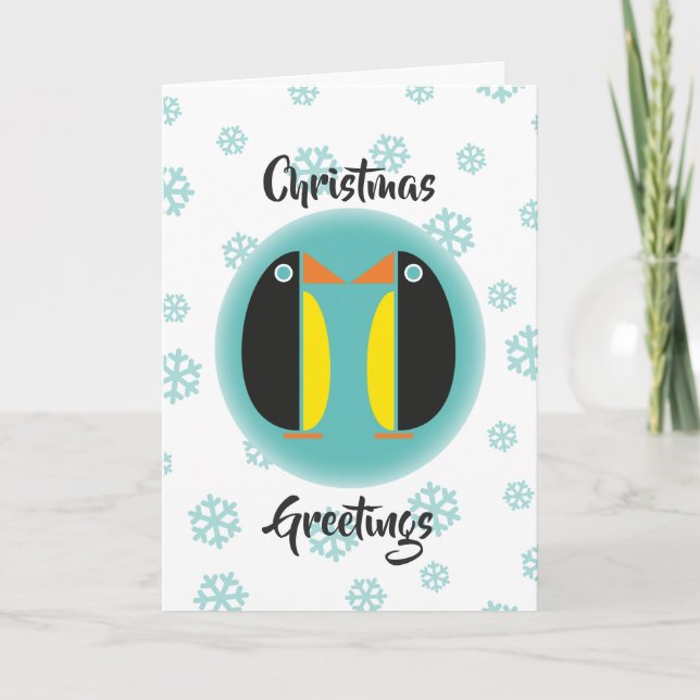 Christmas Penguin Couple Holiday Card (Front)