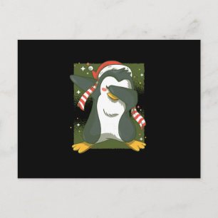 Christmas penguin dab postcard