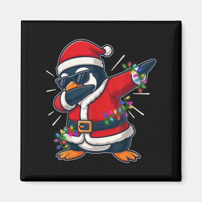 Christmas Penguin Dabbing Lights Santa Xmas For Me Magnet (Front)